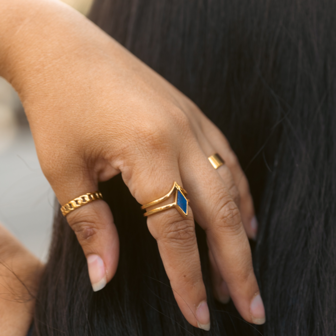 Cosmos Lapis Lazuli Gold Ring