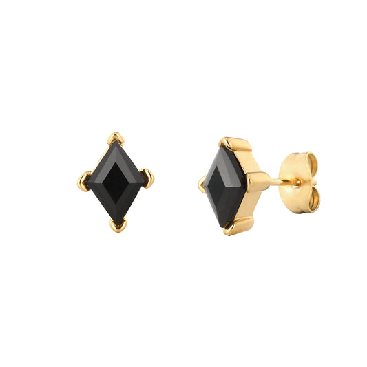 Sparkle Black Onyx Gold Studs