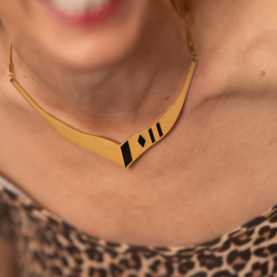 Midnight Black Onyx Gold Necklace