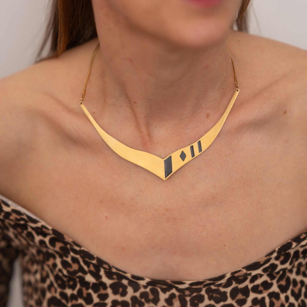 Midnight Black Onyx Gold Necklace
