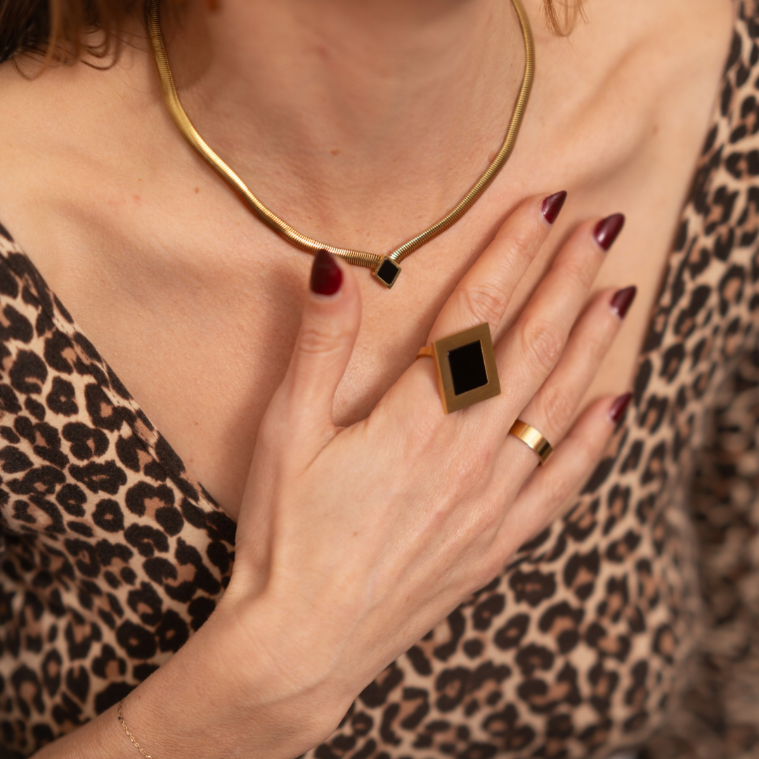 Eclipse Black Onyx Gold Ring