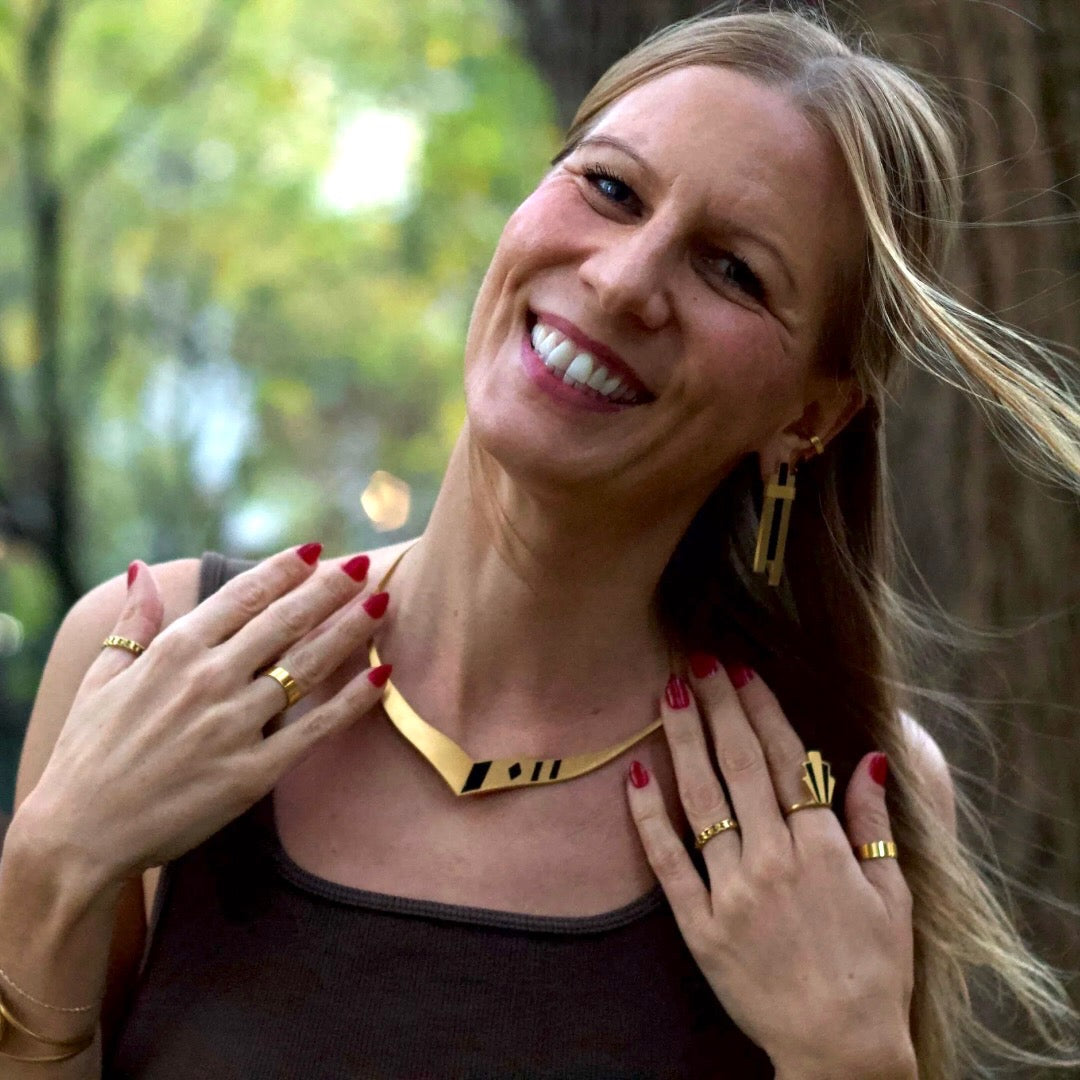 Midnight Black Onyx Gold Necklace