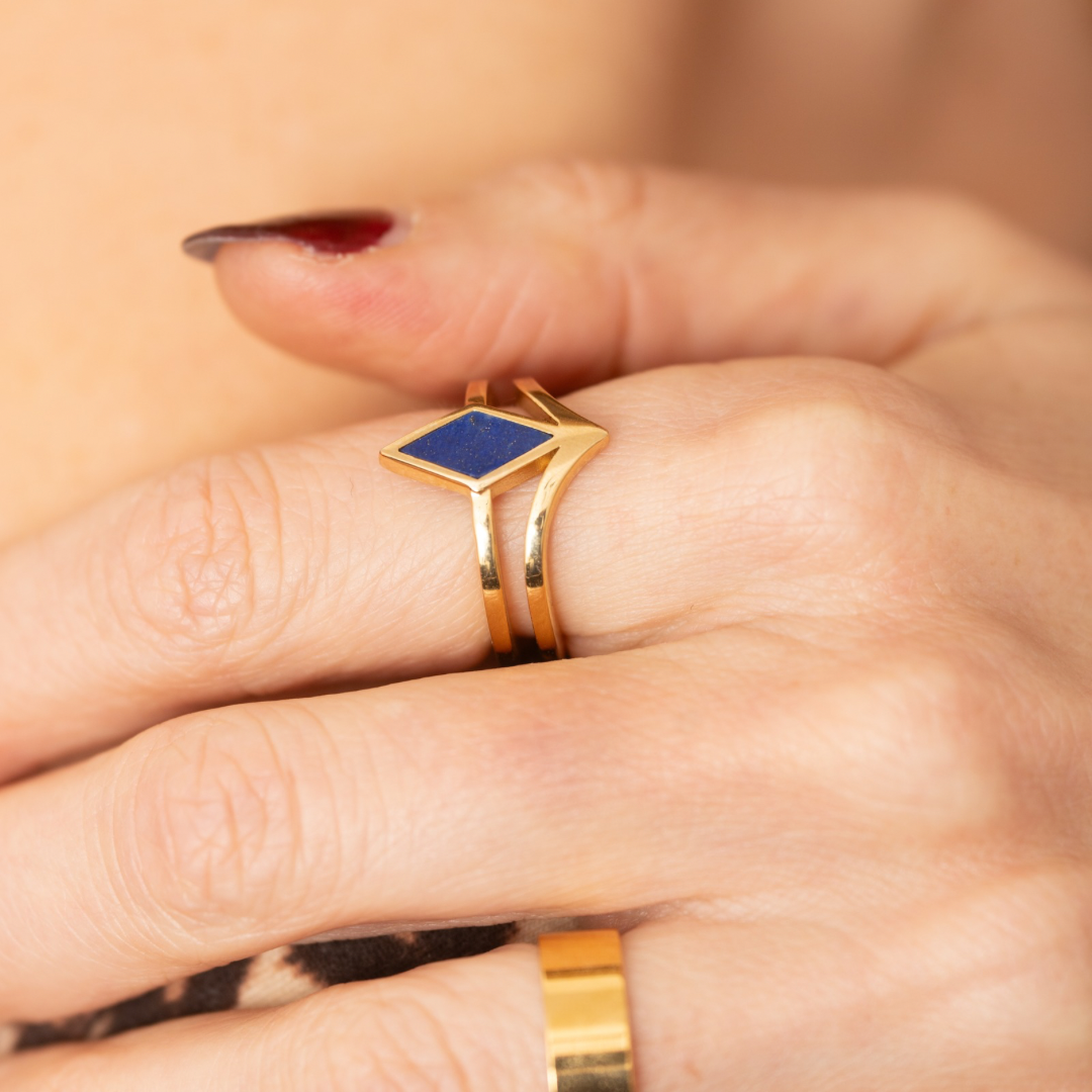 Cosmos Lapis Lazuli Gold Ring
