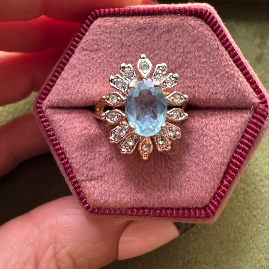Vintage Blue Flower Ring