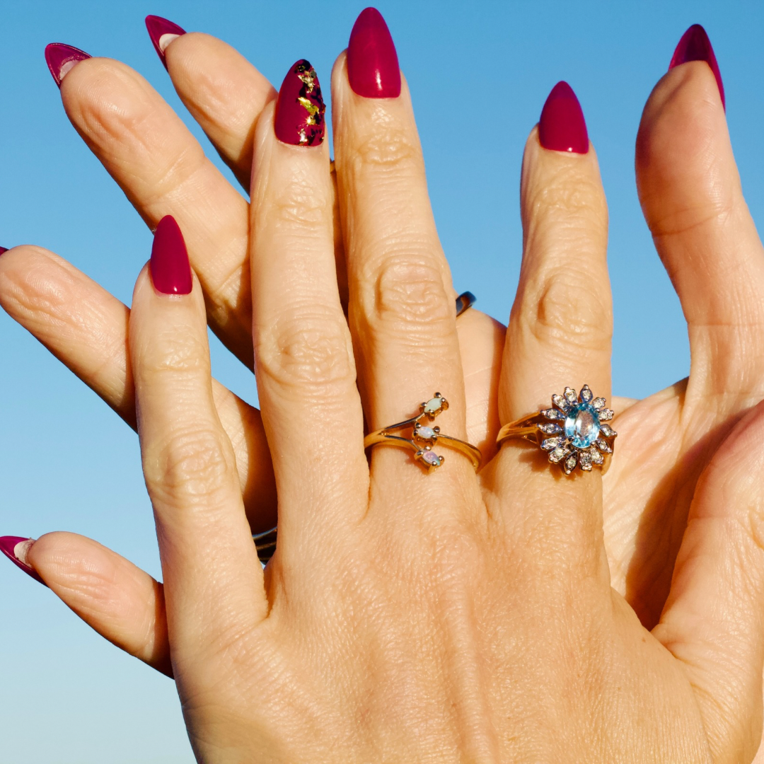 Vintage Blue Flower Ring