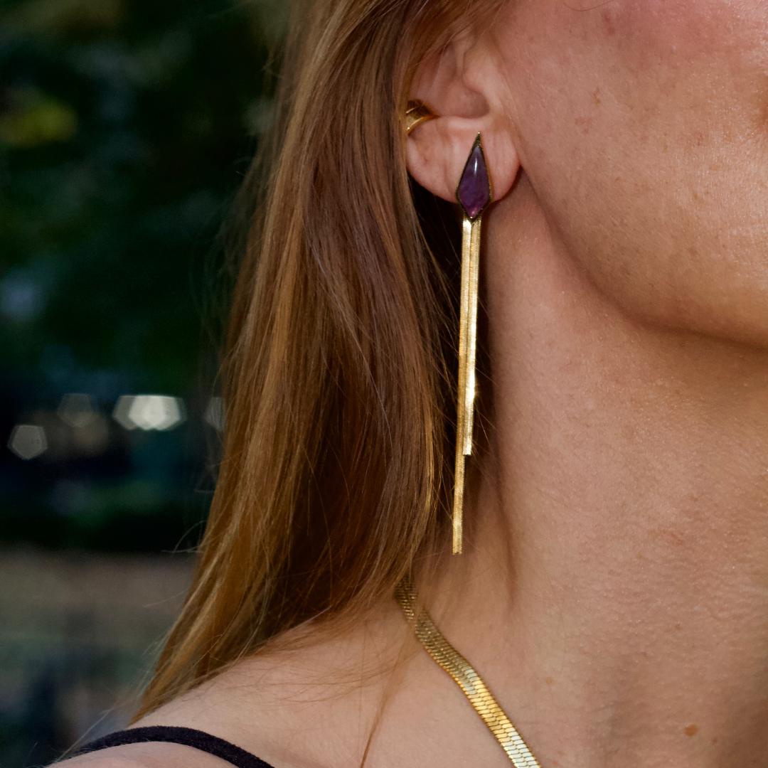 Violet Whispers Amethyst Gold Earring