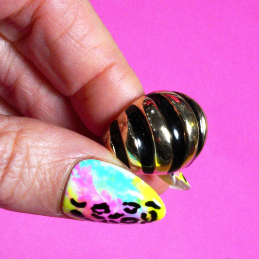 Vintage black and gold croissant Ring 2