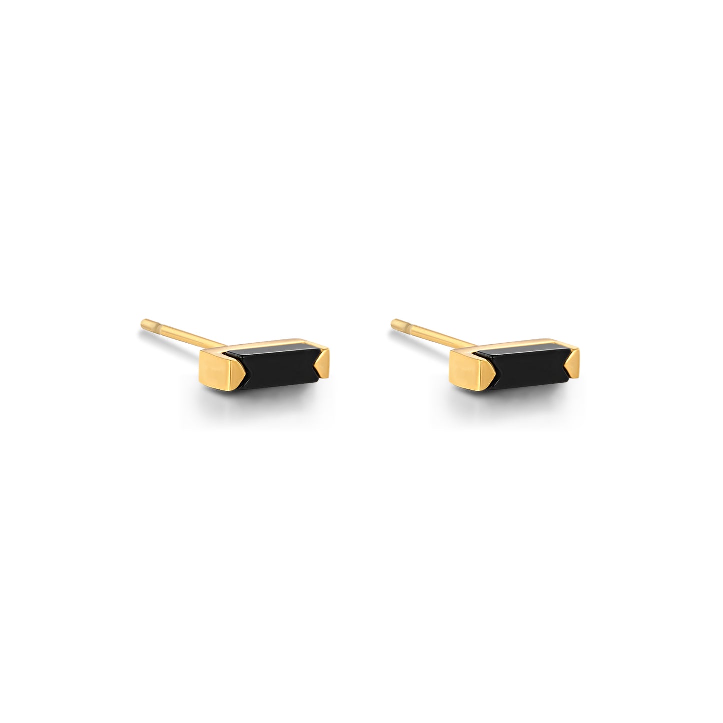 Noir Black Onyx Gold Studs