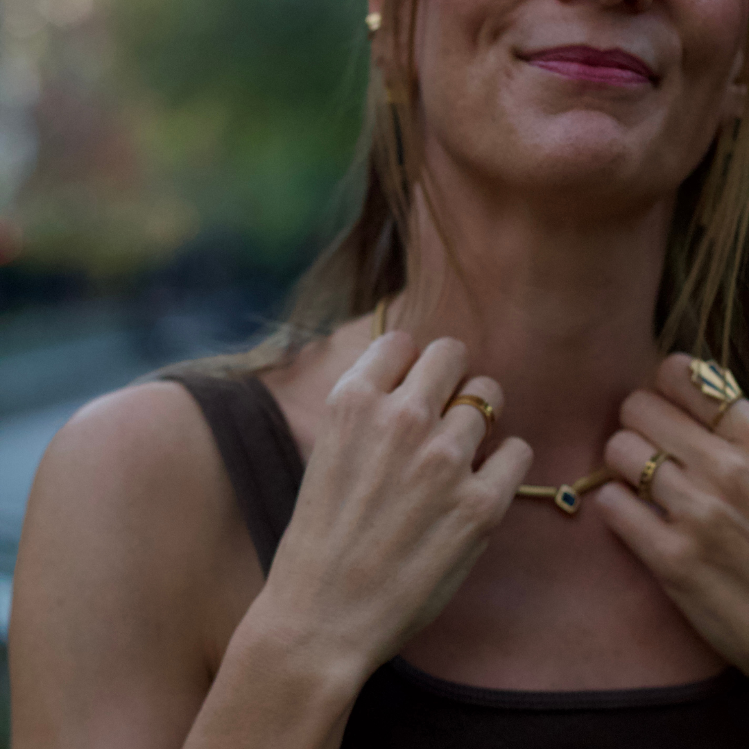 Luna Black Onyx Gold Necklace