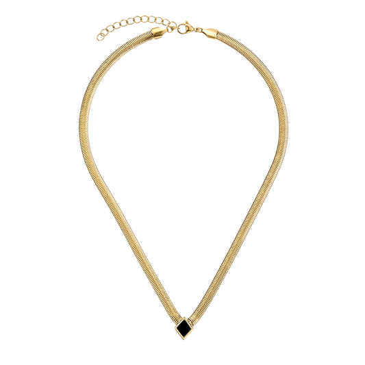 Luna Black Onyx Gold Necklace