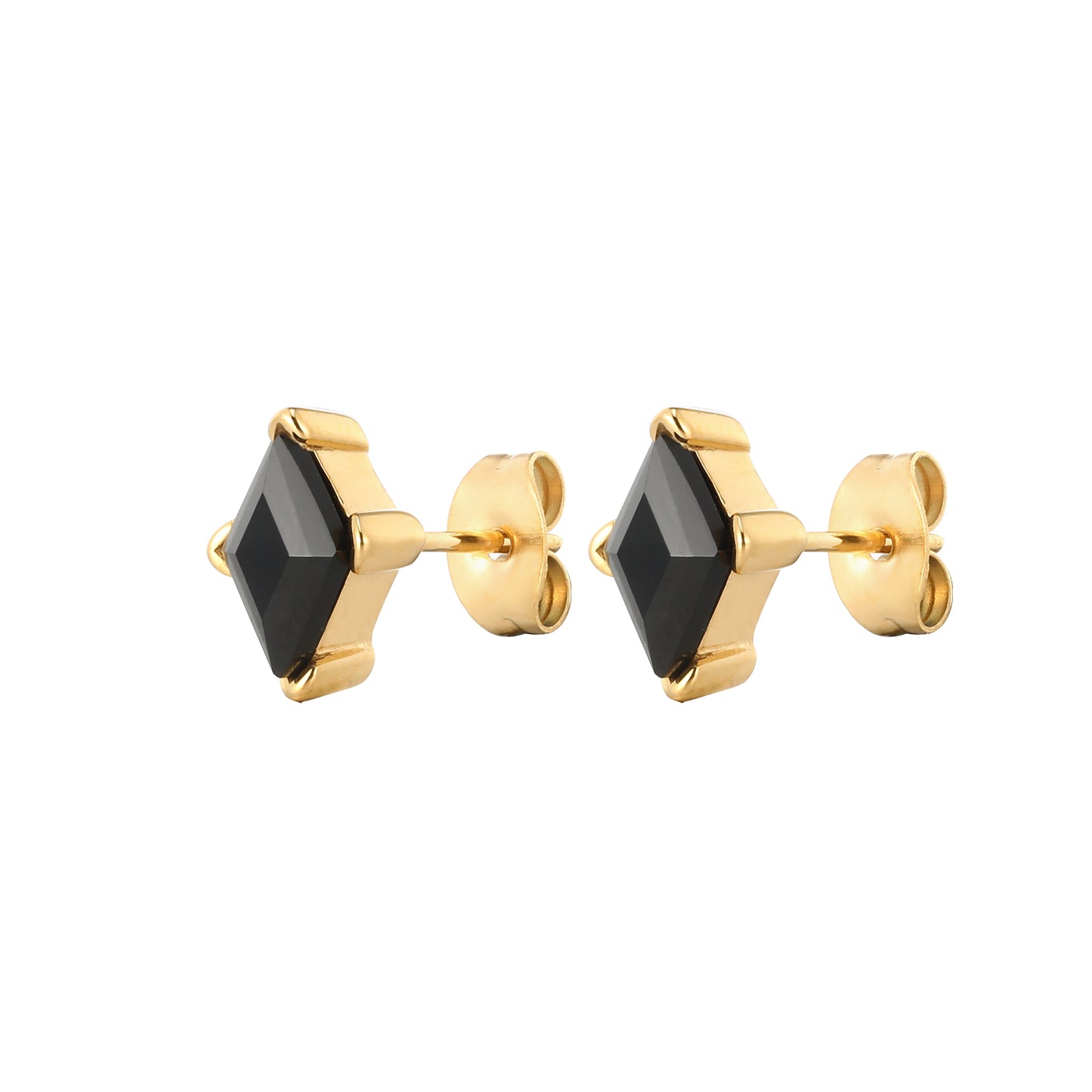 Starlight Black Onyx Gold Studs