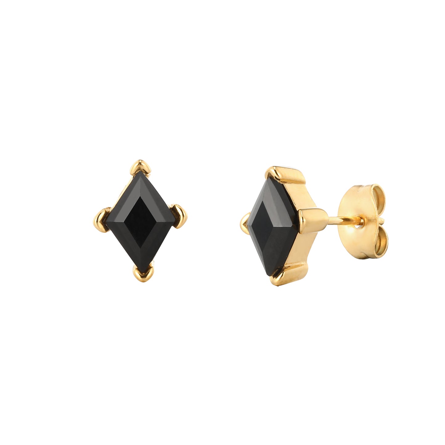 Starlight Black Onyx Gold Studs