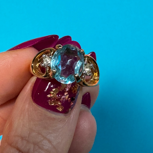 Vintage Aqua Cocktail Ring (small)
