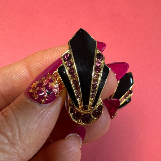 Vintage Art Deco Clip On Earrings