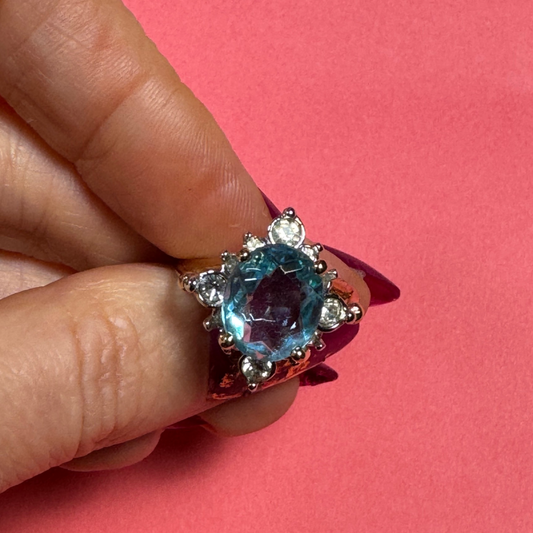 Vintage Aqua Snowflake Ring