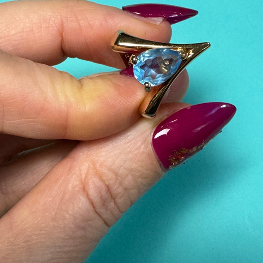 Vintage Aqua Chevron Ring